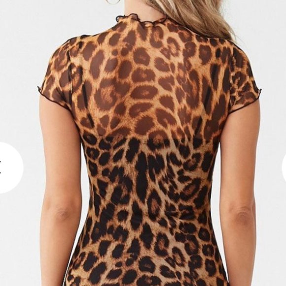 Sheer Mesh Leopard Bodycon Dress - Picture 3 of 5